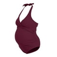 thumbnail image 6 of zaveiop Maternity Swimsuit for Women One Piece Swimsuits Pregnancy Swimwear Spaghetti Straps Ruched Adjustable (Red2, M), 6 of 7