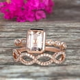 thumbnail image 5 of Glaring 7x5mm Emerald Cut 2.25 Carat Morganite Engagement Ring Solid 10k Rose Gold Promise Ring for bride loop curved Wedding Band Custom Made Sparkling Jewelry, 5 of 5