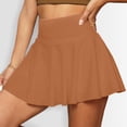 thumbnail image 2 of Xyxonk Pleated Skirts for Women Flowy Golf Skirt with Pockets Athletic Skorts Trendy Mini Skirts Summer Pleated High Rise Short Skirt Brown 2XL, 2 of 6