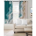 thumbnail image 2 of Teal Coastal Kitchen Curtains Beach Summer Nautical Seaside Ocean Cafe Short Curtains for Bathroom Blackout Window Curtain Grommet Small Window Treatment Tier Drapes for Bedroom Living Room 52"x45"x2, 2 of 9