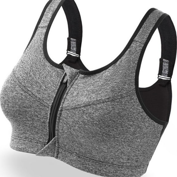 Sports Bra Breathable Widened Shoulder Strap Front Zipper Professional High Strength Sports Bra for Running Yoga