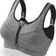 thumbnail image 2 of Sujetador deportivo transpirable con tirantes anchos y cremallera frontal, sujetador deportivo profesional de alta resistencia para correr, yoga, talla L, gris, 2 of 12