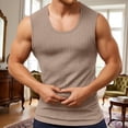 thumbnail image 2 of DGMIOCS Men's Workout Tank Top Ribbed Knit Sleeveless Gym Muscle T Shirts Bodybuilding Tee Khaki XL, 2 of 5