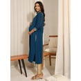 thumbnail image 4 of Janasya Indian Women's Teal Blue Crepe Yoke Foil Printed Straight Maternity Kurta, 4 of 5