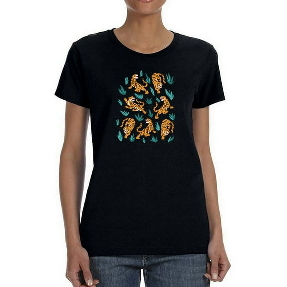 Tigers And Plants T-Shirt Women -Smartprints Designs, Female 4X-Large