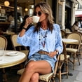 thumbnail image 4 of Womens Casual Rompers Summer Short Sleeve Polo V Neck Button Down Loose Fit Short Jumpsuits with Pockets, 4 of 5