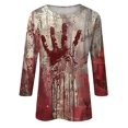 thumbnail image 4 of Knosfe I'M Fine T Shirt Women 2024 Trendy Funny Halloween Blood Horror Clothes Long Sleeve Shirts Hot Pink XL, 4 of 5