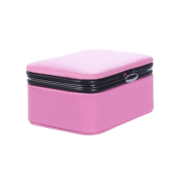 EeaseMX Mini joyero organizador portátil y elegante para pendientes y collares (rosa)