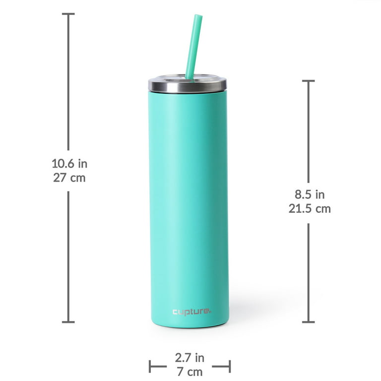 Cupture Stainless Steel Skinny Insulated Tumbler Cup with Lid and Reusable  Straw - 16 oz (Bright Teal)