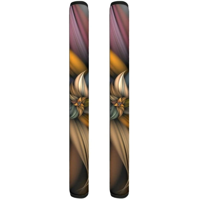 NETILGEN Fashion Brown Flower Refrigerator Door Handle Covers Set of 2, Non-Slip Kitchen Appliance Decoration Mat for Fridge Dishwashers Microwave Kitchen Handle Decor