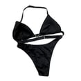 thumbnail image 4 of Victoria's Secret Black Embellished VS Shine Logo Swim Bikini 2 Piece Set Size Large NWT, 4 of 6