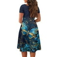 thumbnail image 5 of SCRAWLGOD Butterfly Flowers Dresses for Women Summer Casual Swing Dresses Midi Length Lightweight Women's Summer Short Sleeve A-Line Midi Dresses Casual with Wide Meck for Holidays Size XS, 5 of 7