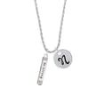 thumbnail image 2 of Delight Jewelry Silvertone Be Strong and Courageous Bar Silvertone Script Initial Disc - N - Charm Necklace, 20"+3", 2 of 4