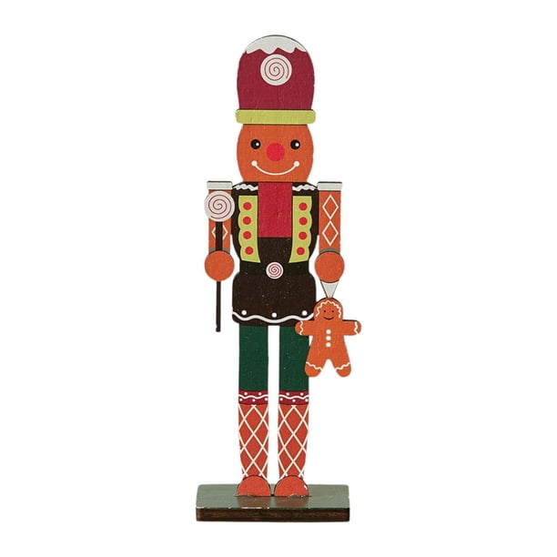 Cascanueces de madera con base estable para decoración navideña Muñeco de nieve naranja