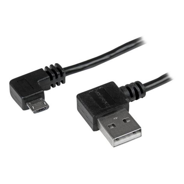 StarTech.com Micro 3,3 ft 1 M 3 -USB Câble Pi avec Connecteurs à Angle Droit - M/M - Câble USB A vers Micro B - Câble Micro-USB à Angle Droit de 3 Pi (USB2AUB2RA1M) - Câble USB - Micro-USB de Type B (M) à USB (M) - USB 2.0 - - Connecteur à Angle Droit - Noir - pour P/N: USB2PCARBK, USB2pk