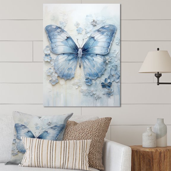 Designart "Blue Butterfly Wings I" Animals Metal Wall Art