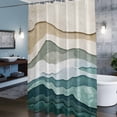 thumbnail image 3 of Abstract Wave Effect Shower Curtains for Bathroom, Watercolor Blue Stripes Washable Fabric Shower Curtain with Hooks Waterproof Bathroom Decor Sets, 66 x 72 Inches, 3 of 9
