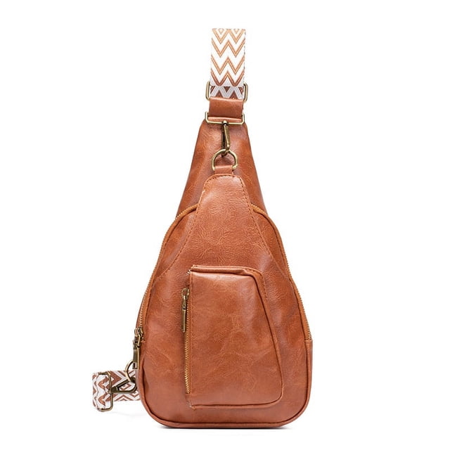 Bolso de mujer Bolso de cintura retro para mujer Correa de hombro de jacquard colorida Bolso de pecho de PU de moda de Amazon