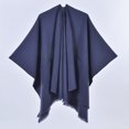 thumbnail image 2 of Dwellite Pashmina Shawl Wraps for Women, Knitted Cardigan Shawls Cape Wool blend shawl Knitted Shoulder Fleece Top Shaw Navy, 2 of 3