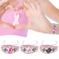 thumbnail image 4 of Breast Cancer Bracelets for Women Handmade Woven Ribbon Leather Bracelet Breast Cancer Awareness Jewelry, 4 of 4