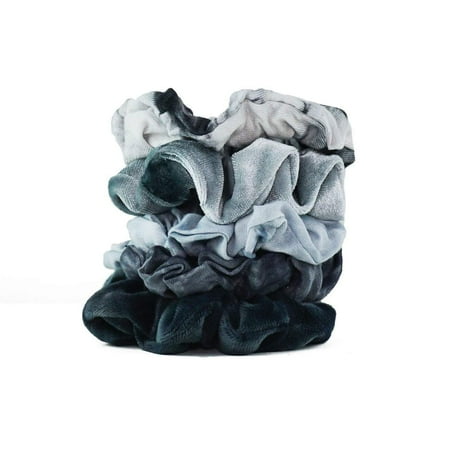 Kitsch Tie Dye Hair Scrunchies for Women, Ponytail Holder, Velvet Scrunchies, 5 Pc (Slate)
