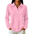thumbnail image 2 of Golf Polo Shirts for Women Long Sleeve Button Placket Lapel Collar Vintage Casual Dressy Work Blouses, 2 of 7