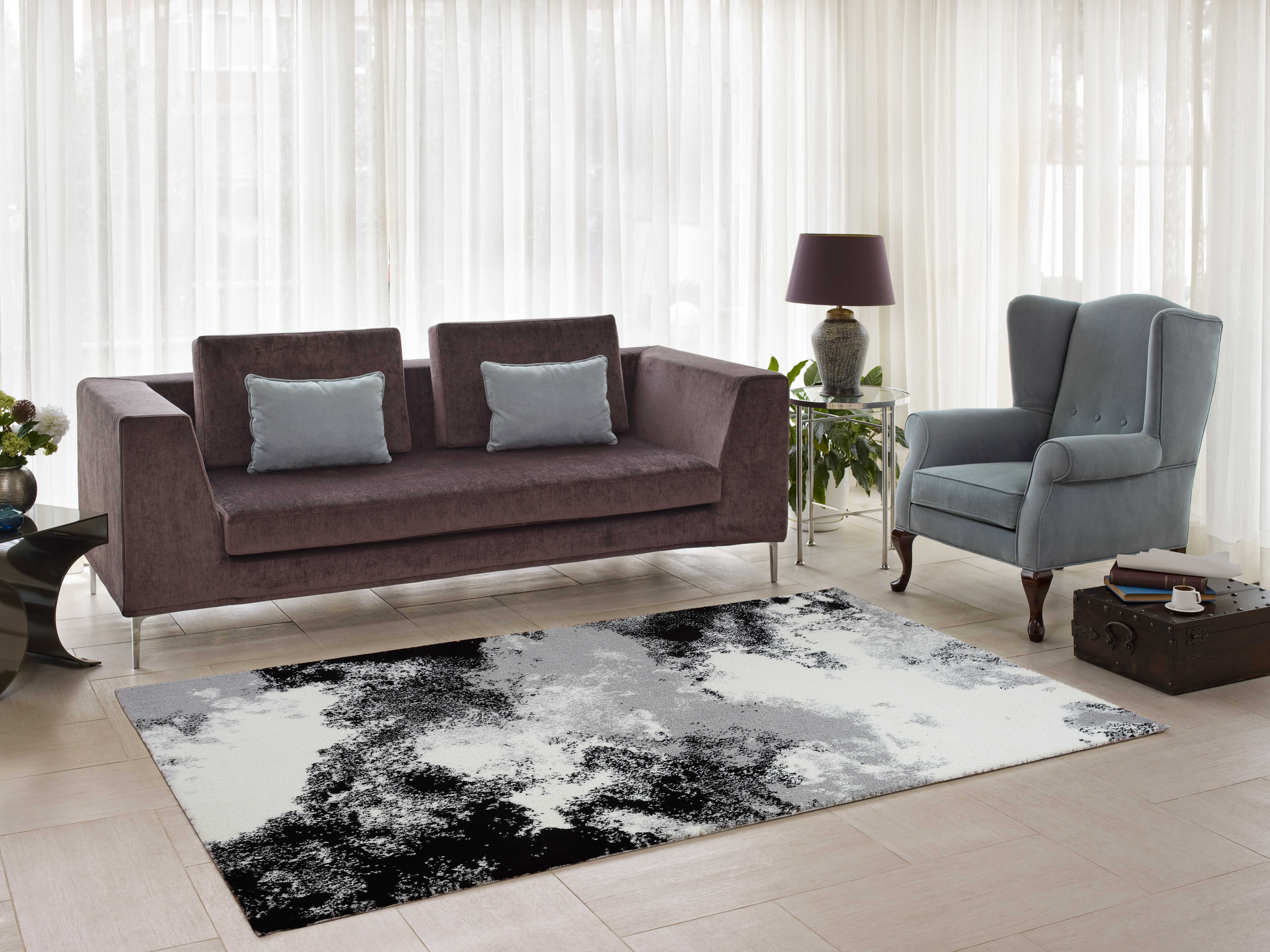 Ladole Rugs Comfortable Stylish Soft Smooth Indoor Modern Abstract Area Rug Carpet For Dining Room Living Room Bedroom Grey Cream Black 3x5 2 7 X