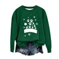 thumbnail image 2 of Visit the JURANMO Store Womens Snowflake Printed Sweatshirts Lightweight Long Sleeve Casual Fall Pullover Tops Fashion Holiday Party Sweatshirt Xmas Gifts Green S, 2 of 3