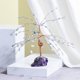 thumbnail image 1 of Nvzi 1 pieza de adorno de árbol de la vida con hojas de piedra natural triturada azul, base de piedra natural cruda morada, artesanía, adorno de escritorio para el hogar, decoración, 1 of 5