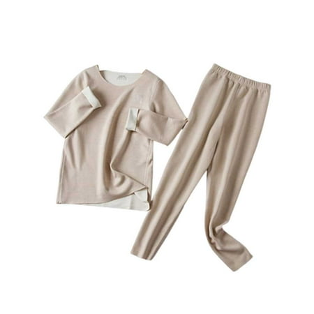 

Kid Clothes Baby Sleepwear Round Neck Teens Girl Suits Pajama Sets Multicolored Indoor Keep Warm Breathable Thermal Underwear Light Pink