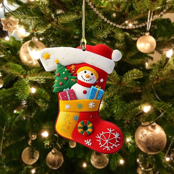 Eolstice Santa Claus Car Pendant, Snowman Acrylic Chain Decoration, Keychain or Backpack Charm, Festive Accessory for Holiday Season and Gifting