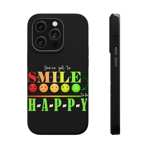 DistinctInk Tough Case for Apple iPhone 15 PRO (6.1" Screen), Compatible with MagSafe Charging - Smile To Be Happy