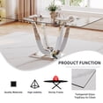 thumbnail image 3 of Sumdeal 70" Luxury Glass Dining Table Room Set for 4,Modern Rectangle Dining Room Table with 4 Velvet Black Dining Chairs with Silver Leg, 3 of 7