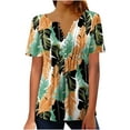 thumbnail image 2 of Aloohaidyvio Tops for Women,Womens Summer Sexy Fold Printed Regular Women Short Sleeves V Neck Button Tops Blouse, 2 of 5