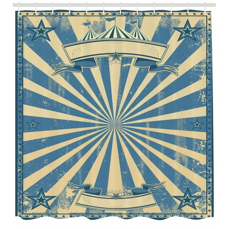Vintage Blue Shower Curtain Carnival Show Themed Rustic Retro