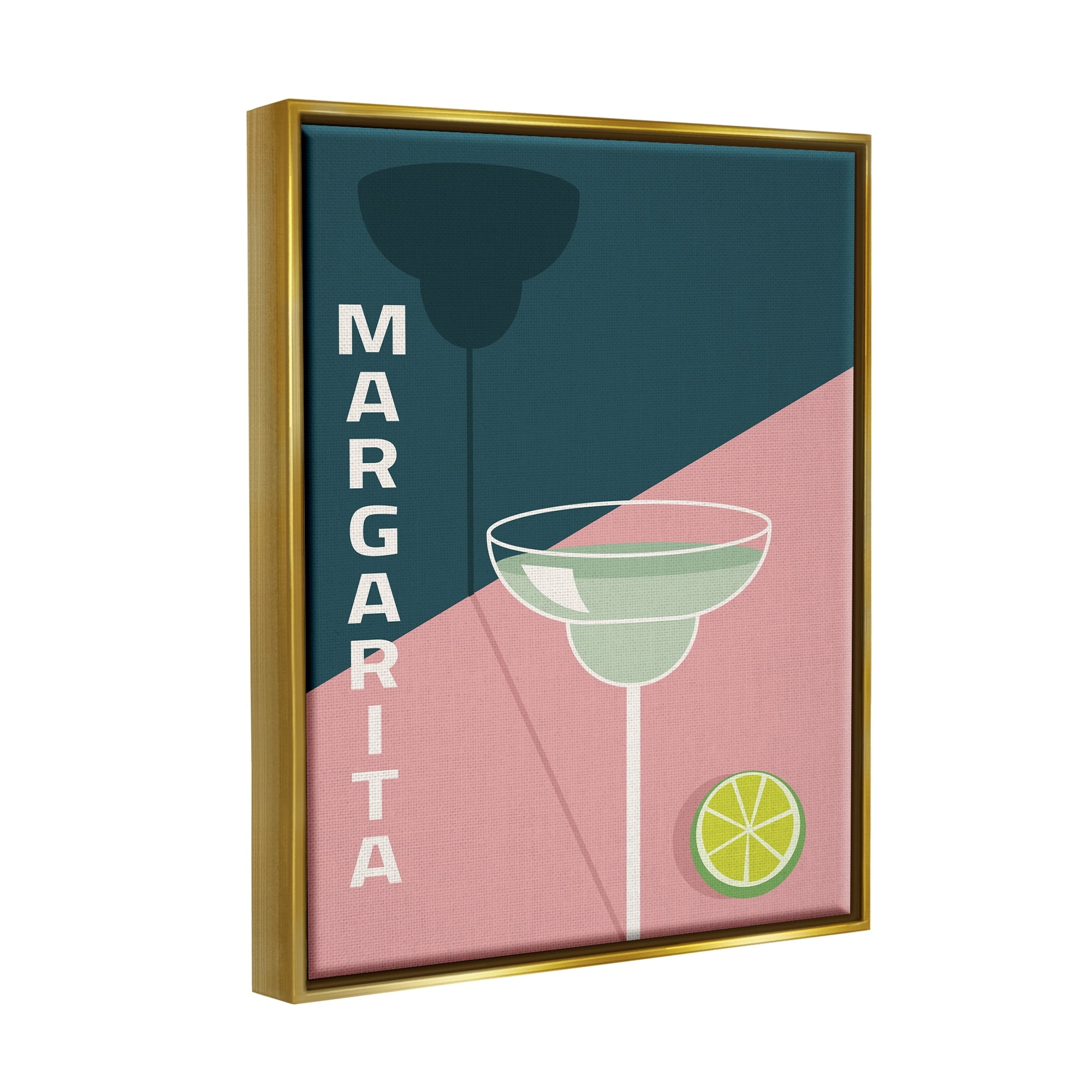 Stupell Industries Modern Margarita Blocked Citrus Contemporary Cocktail Graphic Art Metallic Gold Floating Framed Canvas Print Wall Art, Design by Birch&Ink