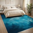 thumbnail image 3 of ODIKA 8'x10' Washable Area Rug Durable, Non-Slip Blue Deep Oceanic Celestial Fish Design Starry Night Sky Motif with Ethereal Forest for Living Room, Under Sectional, Family, 3 of 7