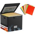 thumbnail image 1 of Caja de Archivos con Cerradura, Caja Organizadora Documentos con Tapa, Viene con 10 Carpetas Colgantes, Impermeable, Almacenamiento Plegable, Adecuado para Oficina, Hogar y Viajes, 1 of 4