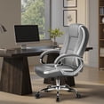 thumbnail image 4 of CELTOSS PU Leather Office Chair, Ergonomic Big and Tall Chair with Wide Seat and Lumbar Support, High-Back Executive Desk Chair, Heavy Duty Office Chair for Home Office, Grey, 4 of 12
