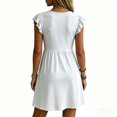 thumbnail image 5 of JoveMarine Womens Dresses V-Neck Pleated Ruffle - Sleeves Loose Blouson Vest Skirt with Flutter Sleeves for Summer Casual Days,White XL, 5 of 6