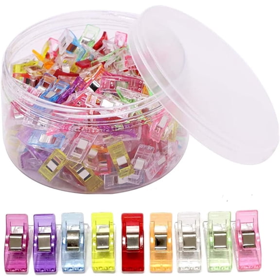 Sewing Clips, 150 Pcs with Plastic Box, Premium Multipurpose Sewing Accessories Sewing Clips Wonder Clips, Sewing Notions for Sewing Quilting Supplies Crafting Tools
