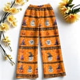 thumbnail image 5 of QWKLEAJ Halloween Pajama Pants Women Flannel Lounge Sleepwear Loose Elastic Waist Long Trousers Festive Party Home Wear Printed Bottom Novelty Holiday Pumpkin Ghost Bat Cat Pajamas, 5 of 6