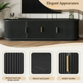thumbnail image 5 of 70" Farmhouse Wooden TV Stand with Sliding Tambour Door, Fluted Media Console Cabinet with Adjustable Storage,  TV Cabinet for TVs up to 75", Black, 5 of 9