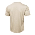 thumbnail image 4 of Domuza Mens Casual Short Sleeve Henley Shirts Fashion Button Gym Workout Athletic Tees Khaki L, 4 of 5