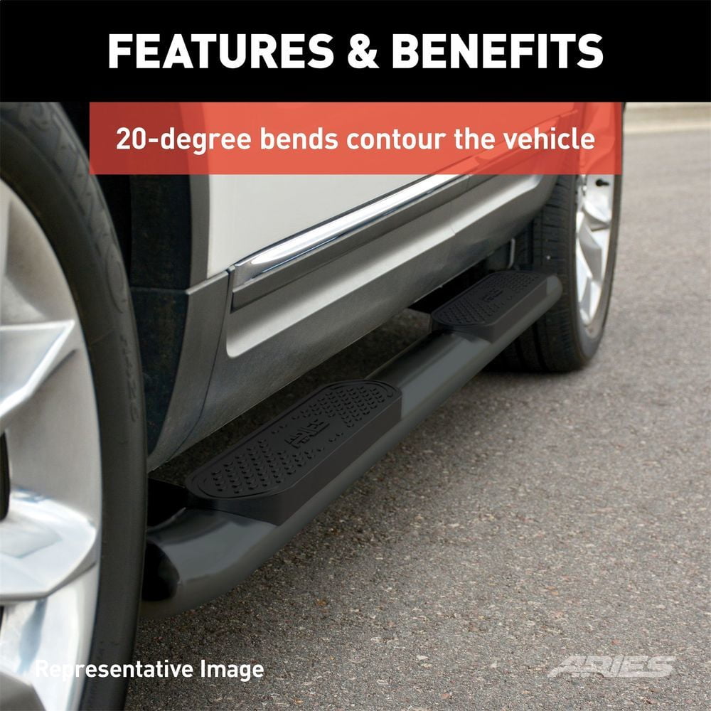 ARIES 20-C Ranger Crew Cab 4in Black Steel Oval Side Bars Fits select: 2019-2023 FORD RANGER