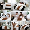 thumbnail image 6 of Boho Black Duvet Cover Set Queen Size Brown and White Striped Tribal Farmhouse Style Soft Lightweight Comforter Covers 4 Piece Bedding Set with 1 Duvet Cover 1 Bed Sheet & 2 Pillow Shams, 6 of 8