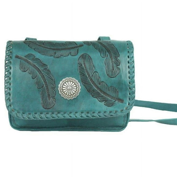 American West 7516447 Sacred Bird Multi-Compartment Crossbody Flap Bag, Dark Turquoise