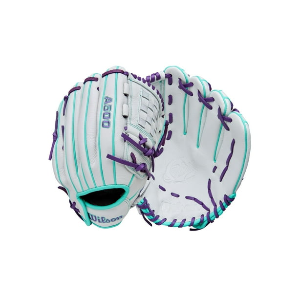 Wilson 2026 A500 Siren 12"" Guante de softbol de lanzamiento rápido para infield/lanzador - Tiro a la derecha Blanco/Espuma de mar/Púrpura