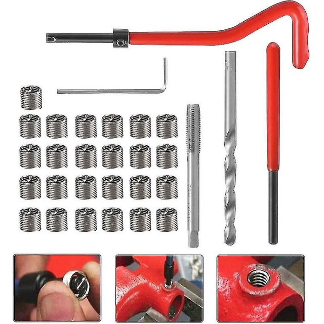 30-teiliges Gewinde-reparatur-set M6 Edelstahl-spiralbohrer, Inbusschlssel, Einsatz, Gewindebohrer, Profi Fr Die Tgliche Wartung Von Kfz-bohrmaschinen