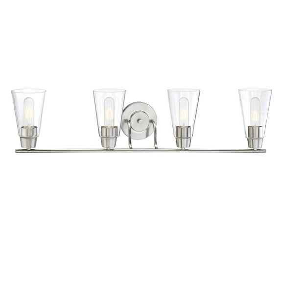 Designers Fountain Echo Satin Platinum 4 Light Bathroom Vanity Light Fixture, 87804-SP